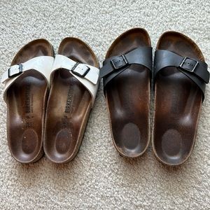 Two pairs of Birkenstock Madrid sandals